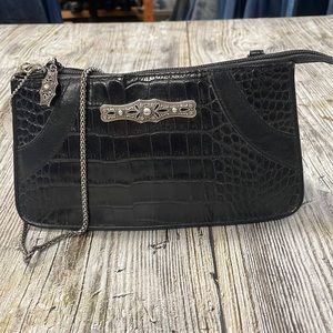 Brighton Black Patent Leather Croc Purse
